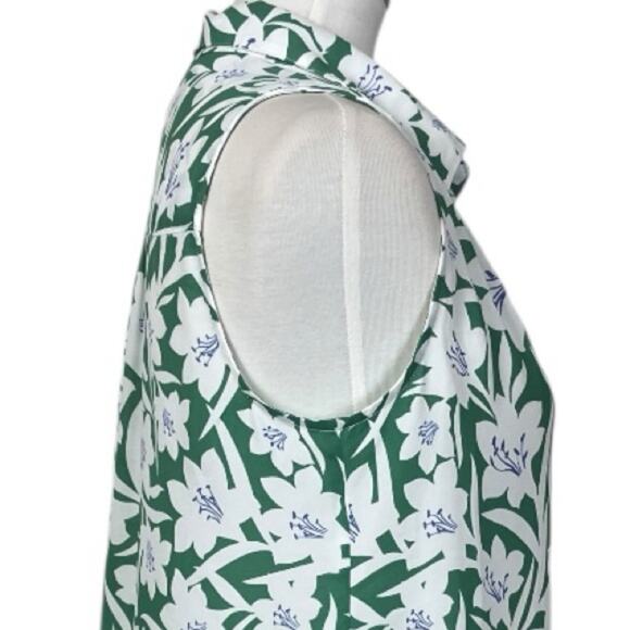 Cabi Top #6099 Collared V-neck Sleeveless Green White Floral Women’s Size Small - Picture 8 of 12